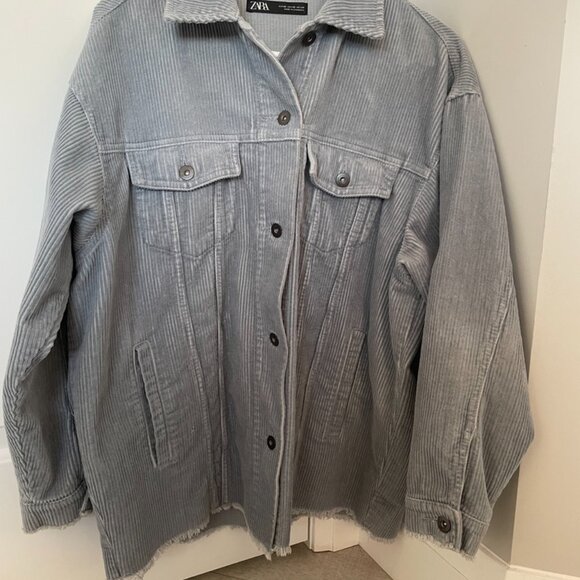 🩶 ZARA Blueish Grey Corduroy Jacket 🩶 - Picture 3 of 3